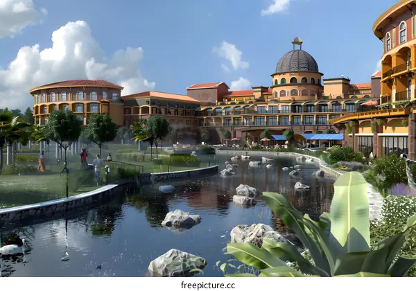 Luxury Resort with Italian Architecture and Landscaped Gardens