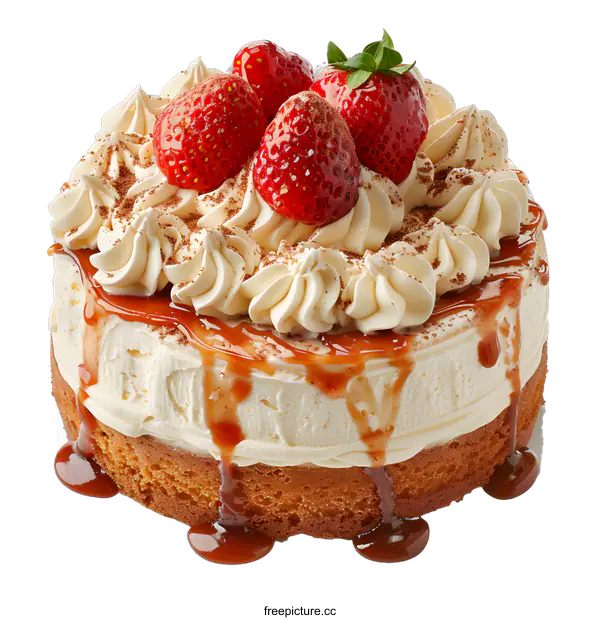[Transparent Background PNG]Cake with strawberries and cream