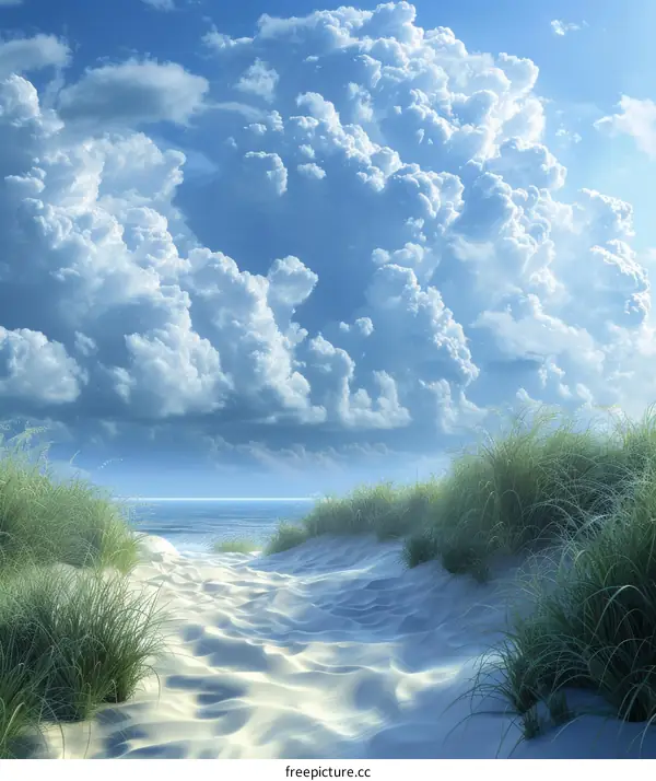 Stunning Sea Coast Path with Rippling Grassy Dunes