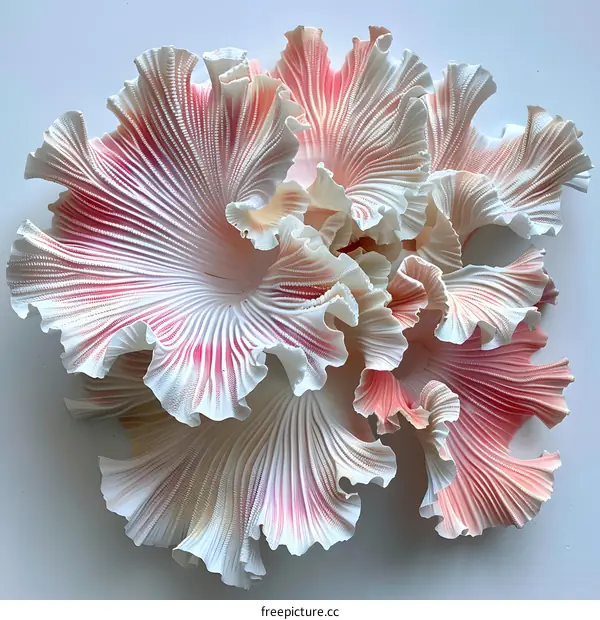 Pink and white wall sculpture resembling a flower