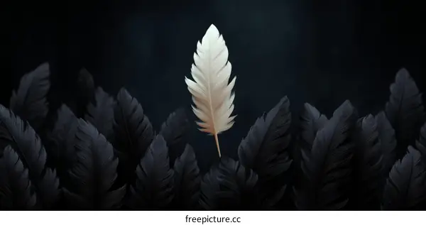 White Feather Standing Out in a Crowd of Black Feathers