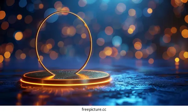 futuristic technology stage with blue and orange lights