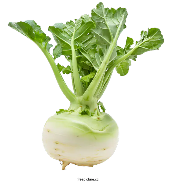 [Transparent Background PNG]Fresh Green Kohlrabi Isolated on White Background