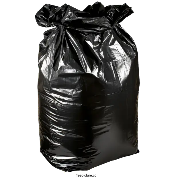 [Transparent Background PNG]Black Garbage Bag for Waste Disposal