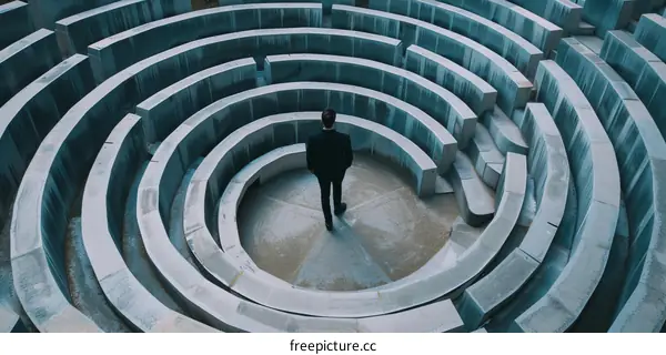 Man in the center of a maze