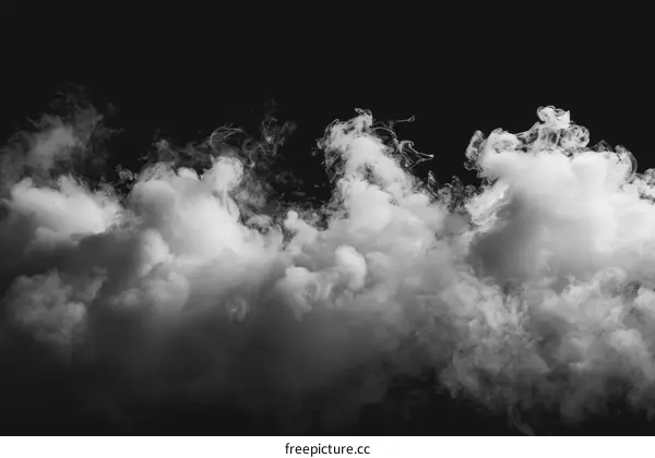 White smoke cloud on black background