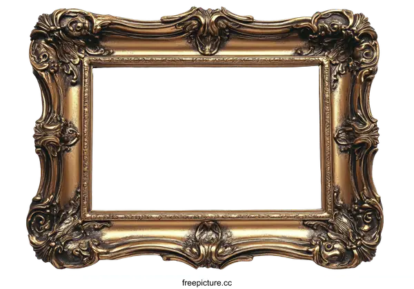 [Transparent Background PNG]Antique Gold Picture Frame Detail