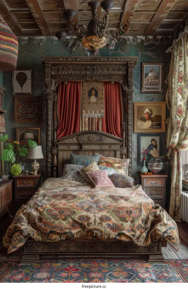Ornate Vintage Bedroom Illustration