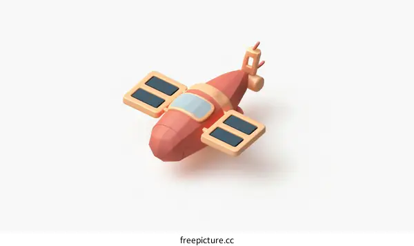 A 3D rendering of a red and white spaceship