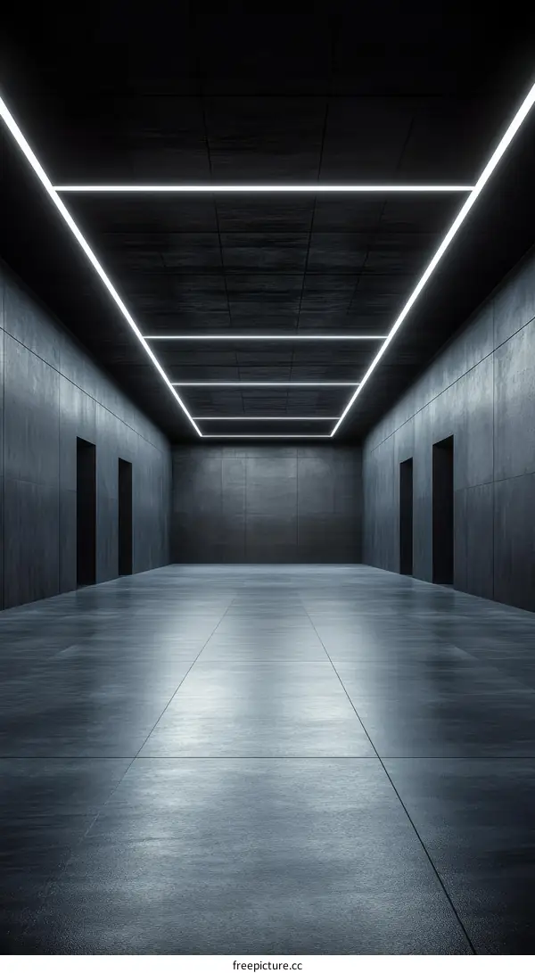 Modern Architecture Interior Corridor with LED Lighting