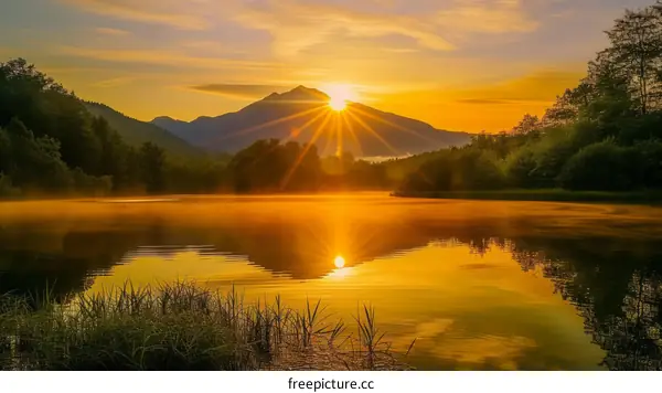 The Setting Sun Over The Mountains