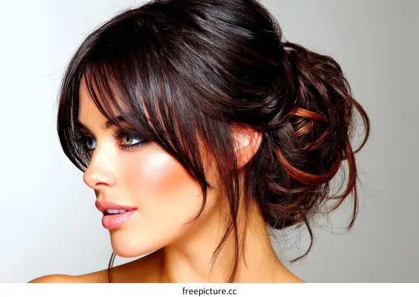 Elegant Woman with Updo Hairstyle