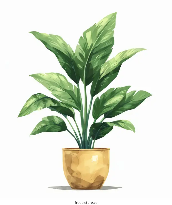 Alocasia lauterbachiana potted plant illustration