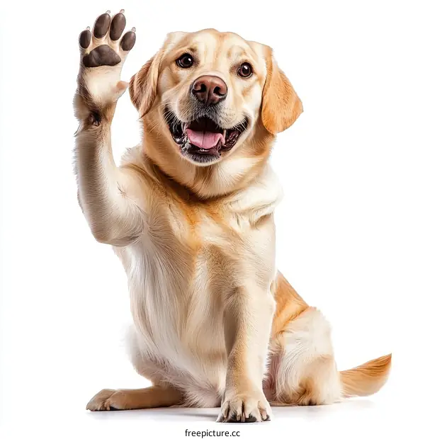 Playful Golden Retriever Giving Paw