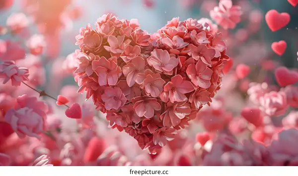 A heart made of pink flowers