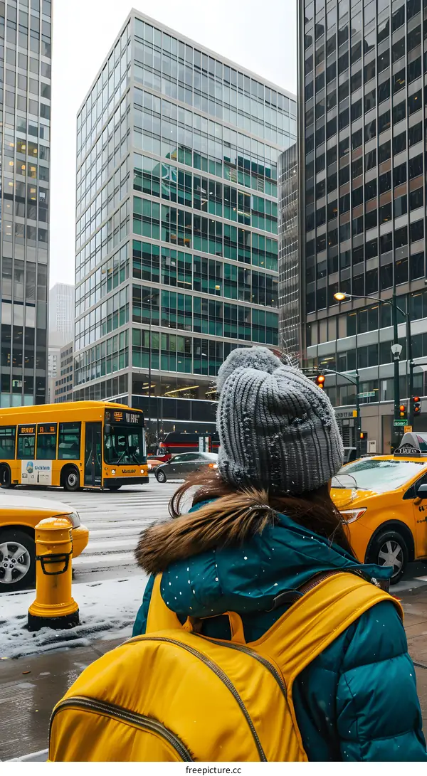 Woman in Grey Beanie Walks in City Street
