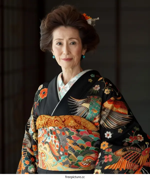 Portrait of a woman in a kimono