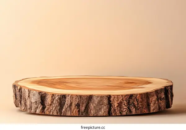 Wooden Slice Display Stand with Minimalist Background