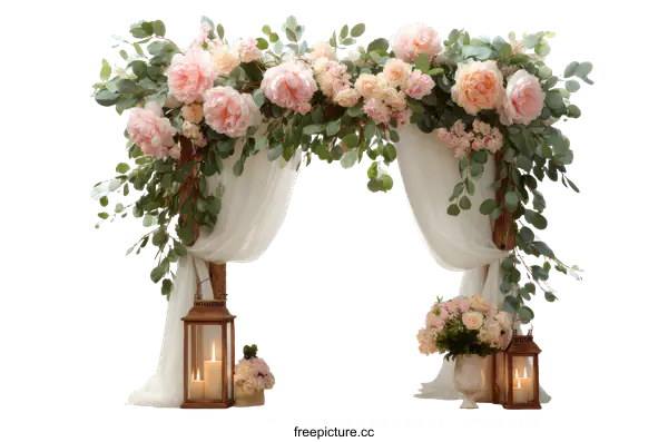 [Transparent Background PNG]Elegant Floral Wedding Arch Decoration