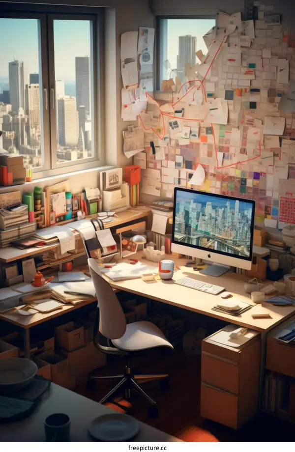 Busy Office with City View