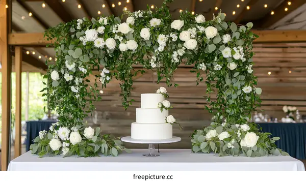 Elegant Floral Wedding Cake Display