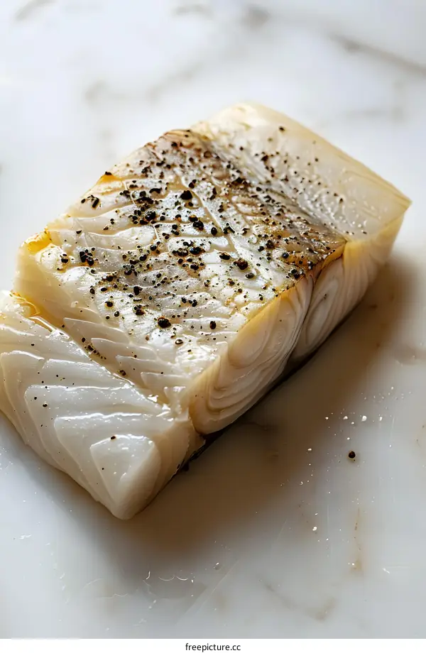 Seasoned Piece of Fish on Marble Counter