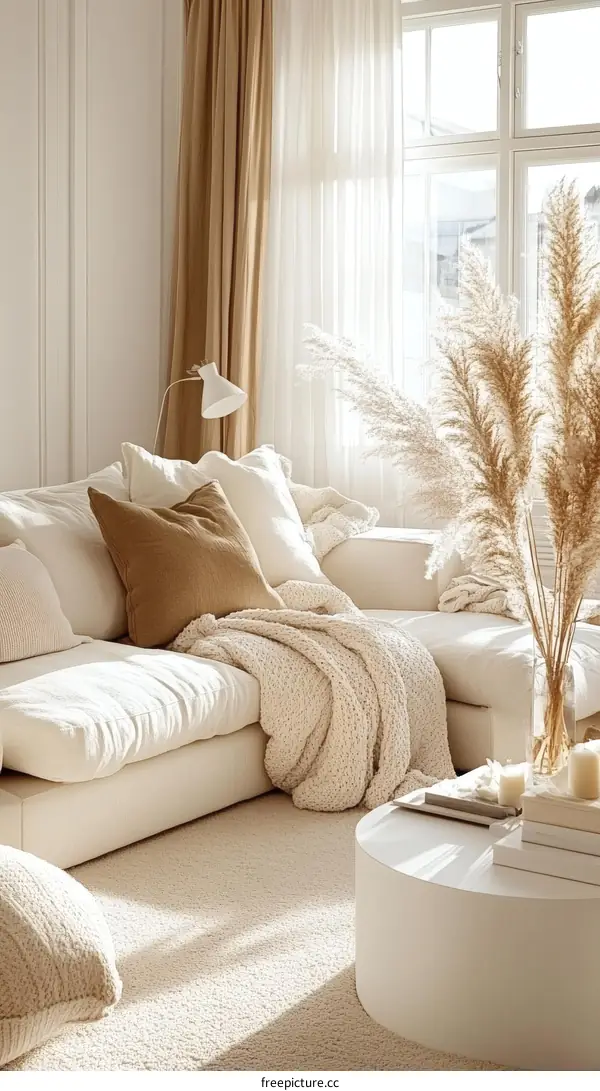 Modern Beige Living Room Interior Design