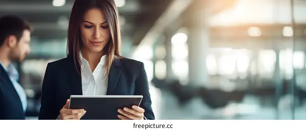 Businesswoman Using Digital Tablet in Office