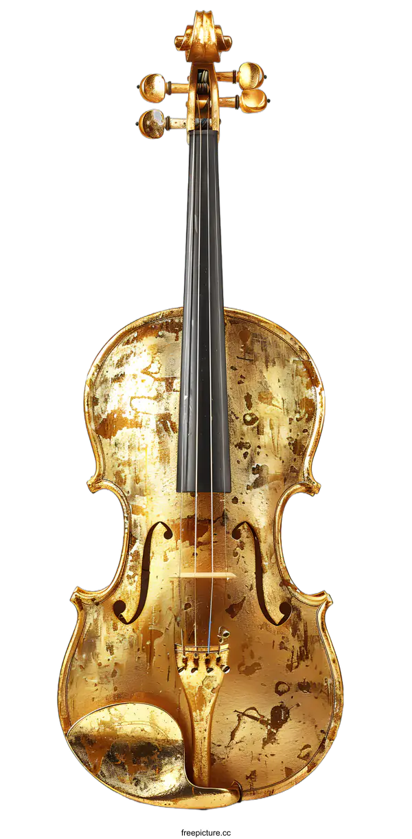 [Transparent Background PNG]A golden violin