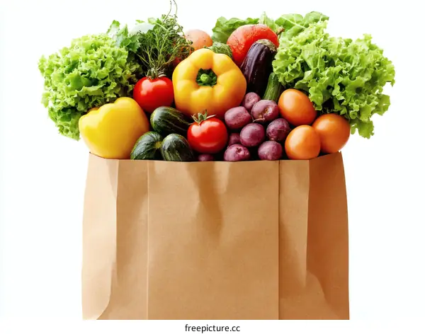 Assorted Fresh Produce in Grocery Bag