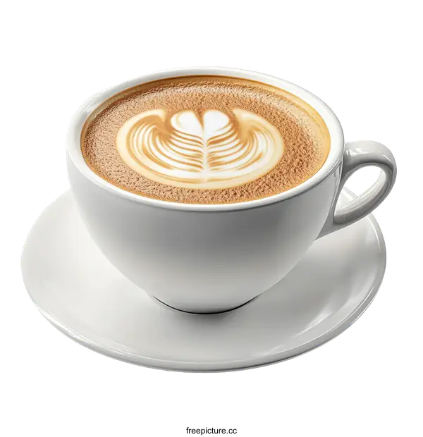 [Transparent Background PNG]Latte Art in a White Coffee Cup