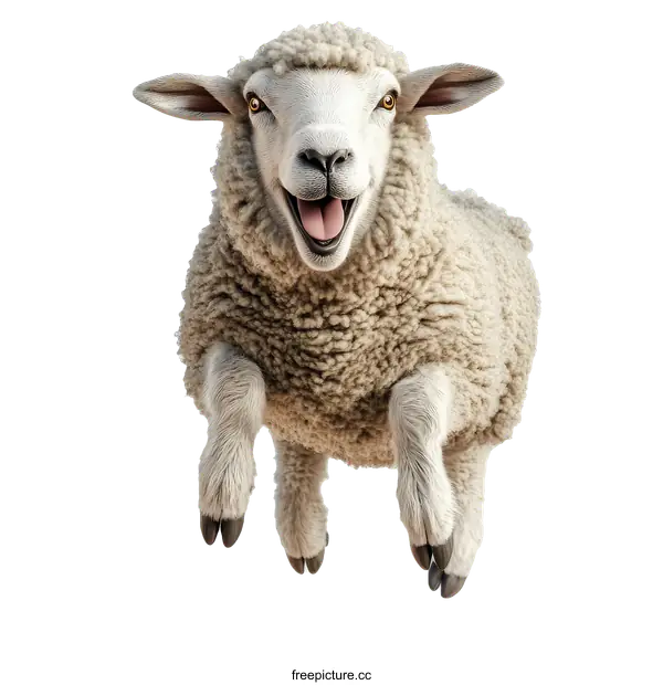 [Transparent Background PNG]Happy Sheep Leaning Backwards in the Air