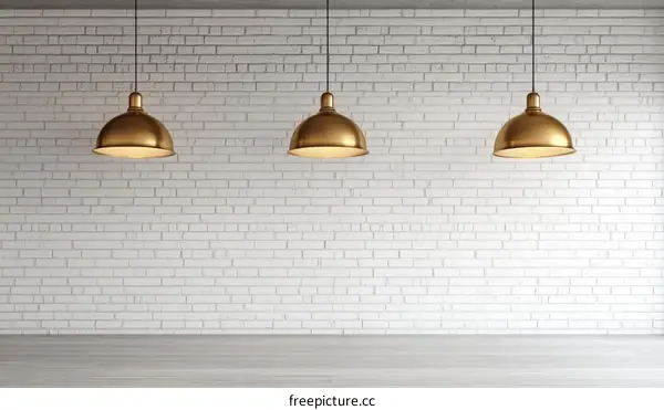 Empty Room with Gold Pendant Lights