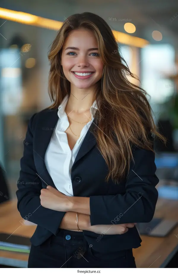 Portrait of a smiling young businesswoman in a suit