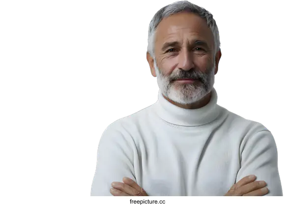 [Transparent Background PNG]portrait of a smiling senior man