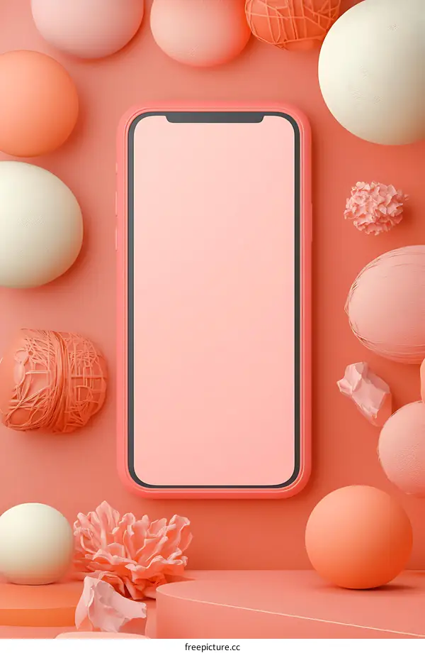 Coral Background Phone Mockup