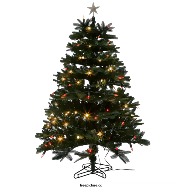[Transparent Background PNG]Christmas Tree with Lights and Star