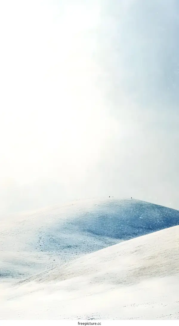 Snowy Hillside Landscape with Falling Snow