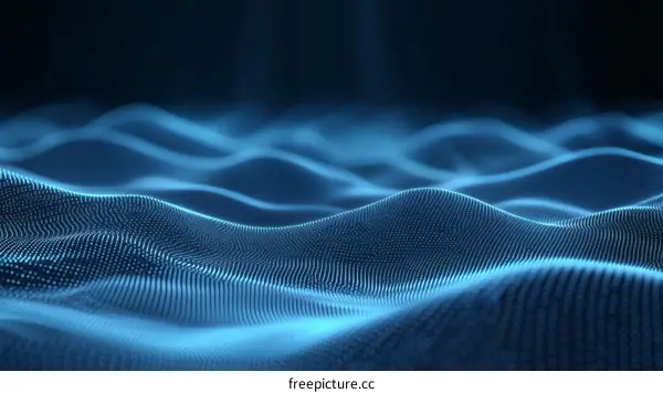 Abstract Blue Wavelike Particle Design