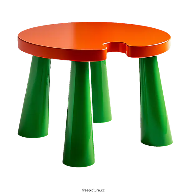 [Transparent Background PNG]Colorful Kids Table with Orange Top and Green Legs