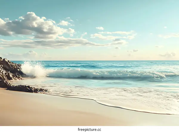 Sandy Beach and Ocean Waves