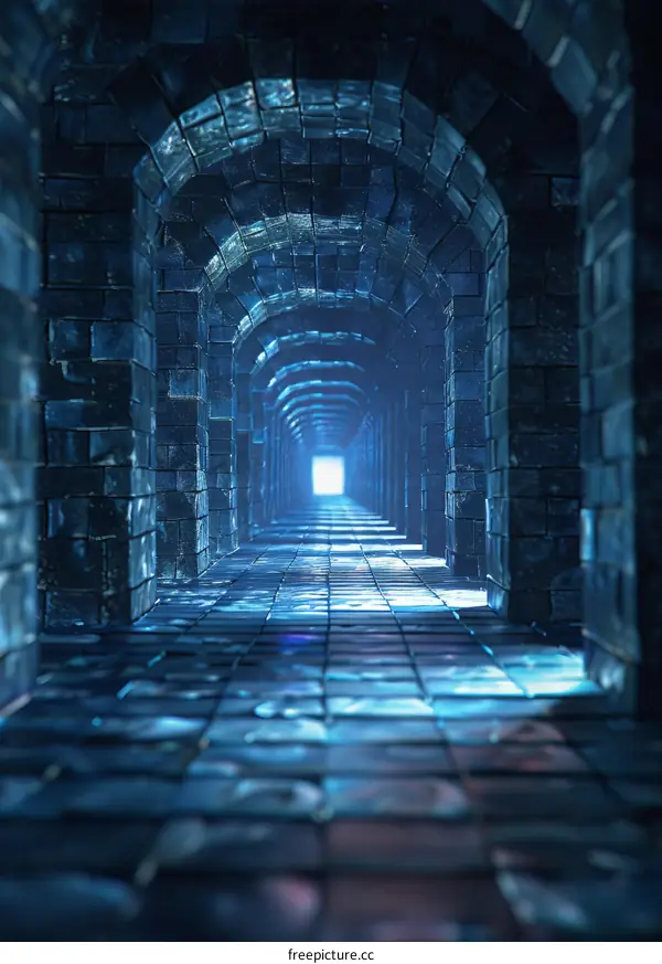 Blue brick tunnel
