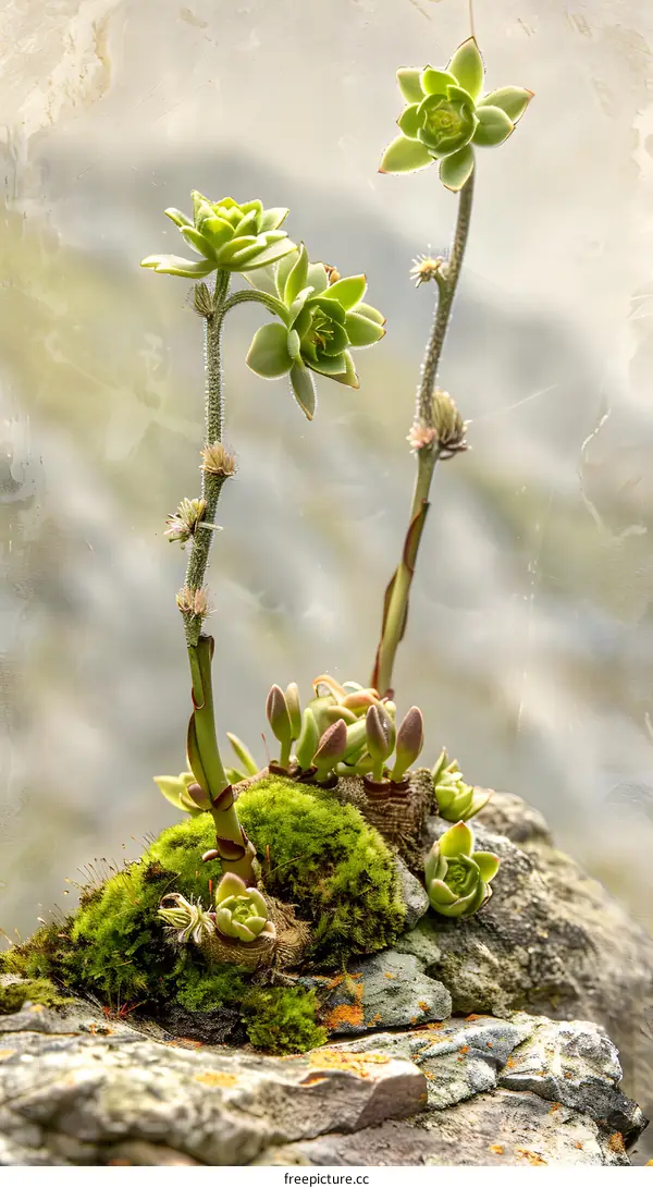 Green Succulents Growing on Rocks