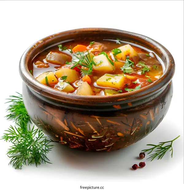 Hearty Vegetable Soup in a Rustic Bowl