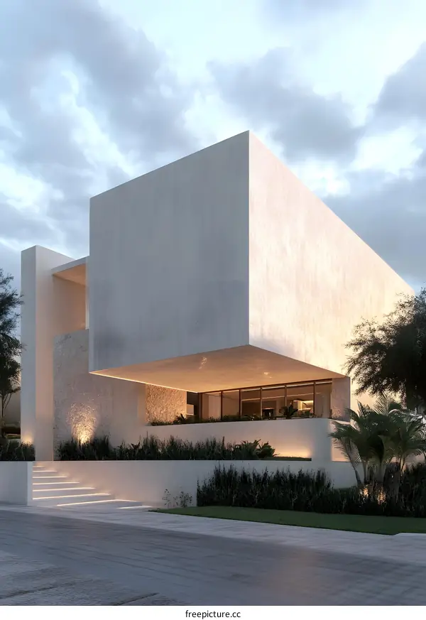 Modern Minimalist Home Exterior Design with Concrete and Glass