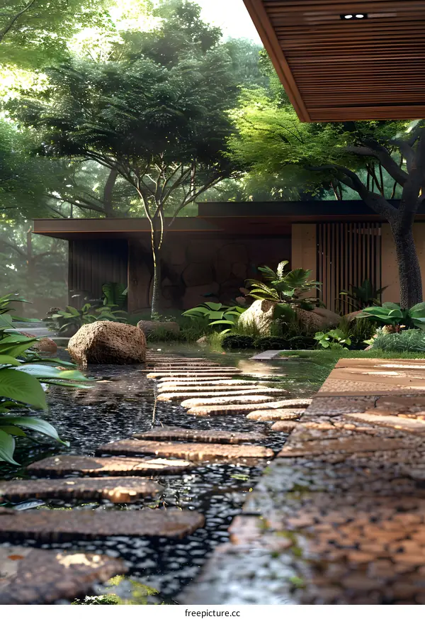 Tranquil Japanese Garden Walkway