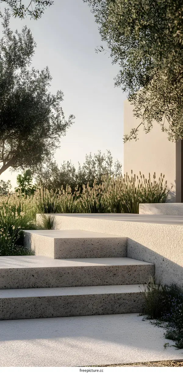 Modern Stone Steps and Garden Landscaping in Minimalist Style