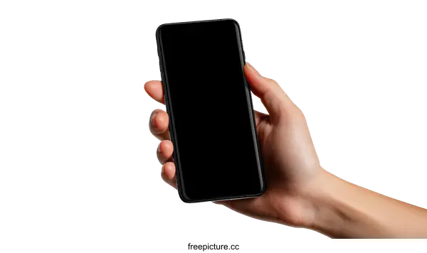 [Transparent Background PNG]Hand Holding Modern Smartphone with Blank Screen