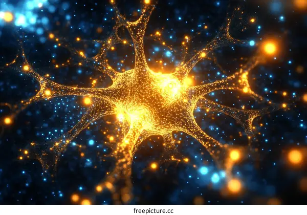 Neuron Structure Illustration in Colorful Abstract Style