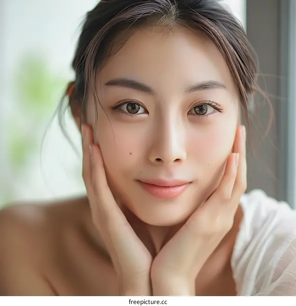 Portrait of a Young Asian Woman with a Natural Look